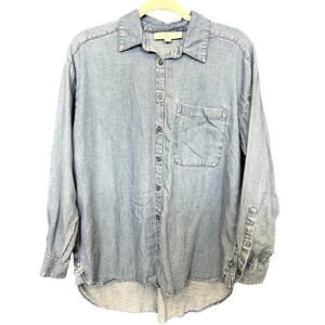 LOFT Lightweight Denim Button Down Top Small